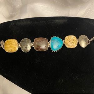 Silpada Bracelet B1934 Sterling and Various Stones Fits up to 7" wrist